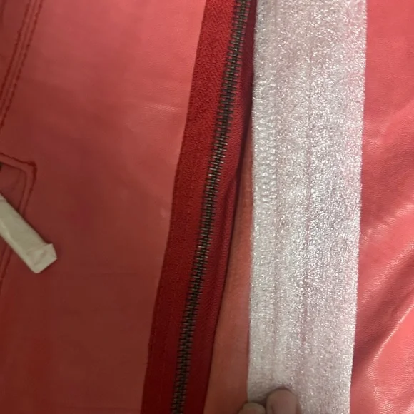 Women's  Red  Jacket  real Leather  Lamb  size large  Jaye E. NWT zipper pockets - Picture 14 of 16